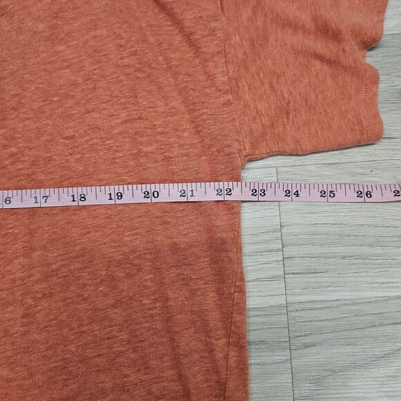 Garnet Hill Womens Shirt Orange Tribal Organic Linen V-neck Short Sleeve Medium - Picture 6 of 8